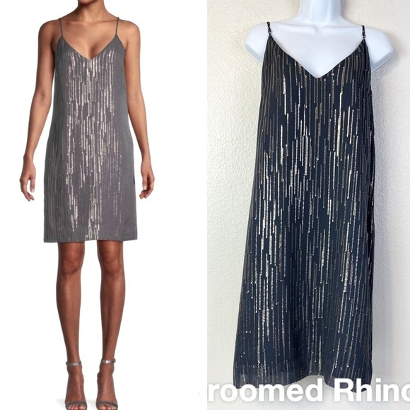 Equipment Tansie Silk And Metallic Slip Dress Size L - Picture 1 of 10